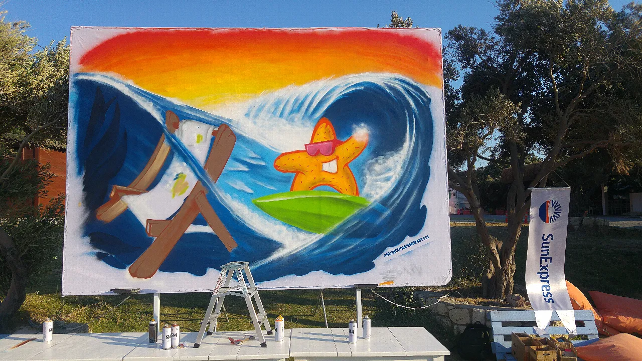 pano üzeri graffiti çalışması yapım aşaması