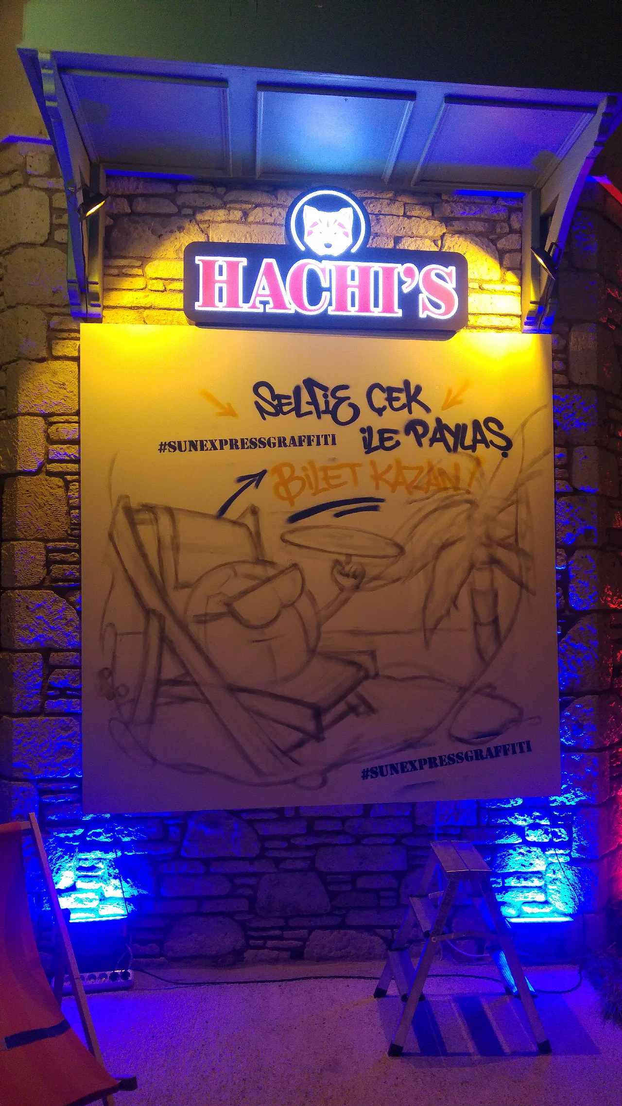 graffiti art sketch thrown on bulletin board