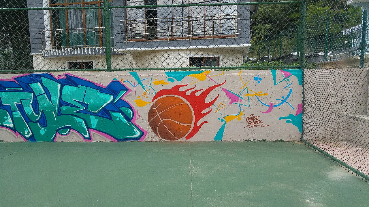 basit basketbol topu çizimi ve graffiti
